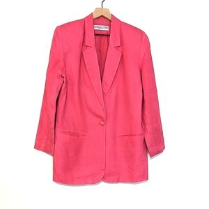 💗Amanda Smith Linen Bold Pink Blazer sz 10